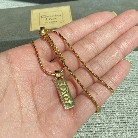 Dior Gold Logo Tag Necklace - Picture 5 of 5